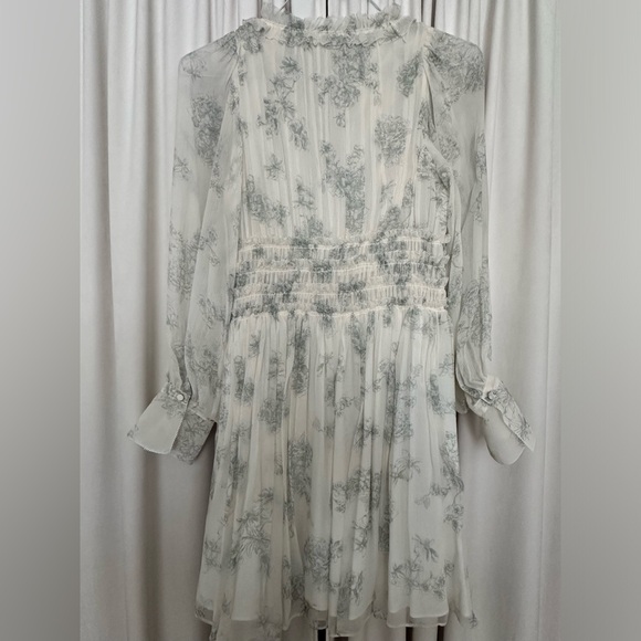 Rebecca Taylor, 100% Pure Silk, Cream and Baby Blue, Size 2 - Picture 9 of 14